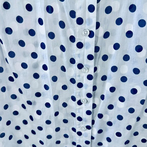 J.Crew White & Navy Polka Dot Sleeveless Button-Down Blouse – Size 4 - Picture 2 of 6
